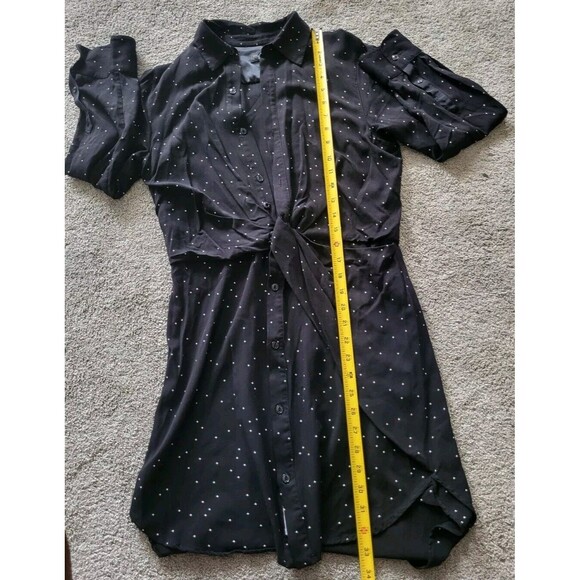Rag & Bone Lucas Twist-Front Collared Black Printed Viscose Shirtdress Size S - Picture 6 of 10